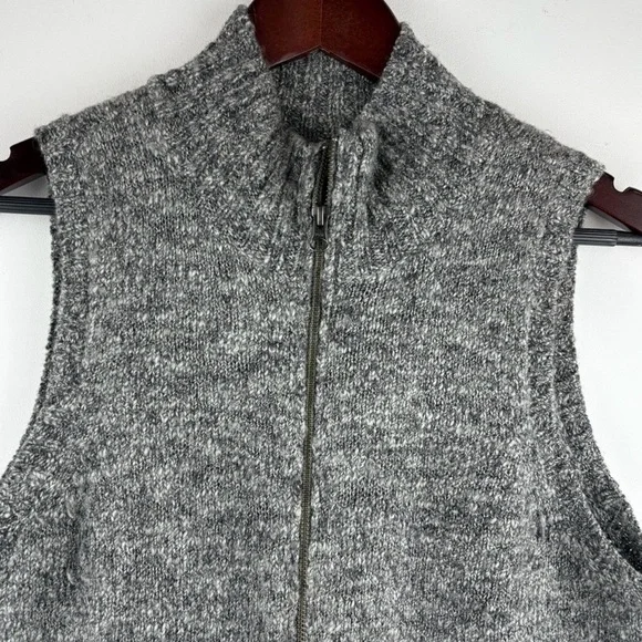 J. Jill Women's Gray Marbled Wool Alpaca Blend Zip Sweater Grandpa Cottage M - Picture 3 of 7